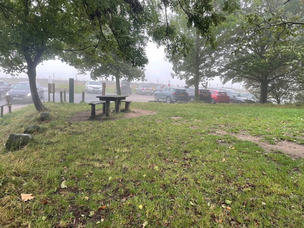 Curbar edge Car park with picnic bench (Curbar Gap)