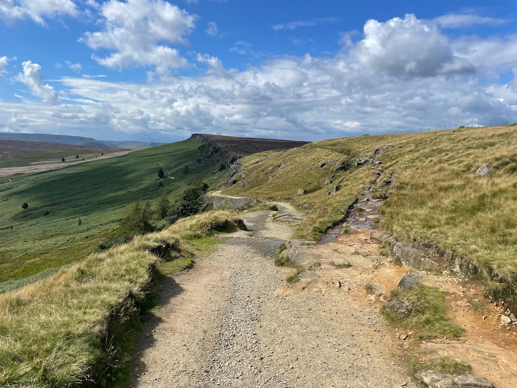 stanage edge walking path above the cliffs