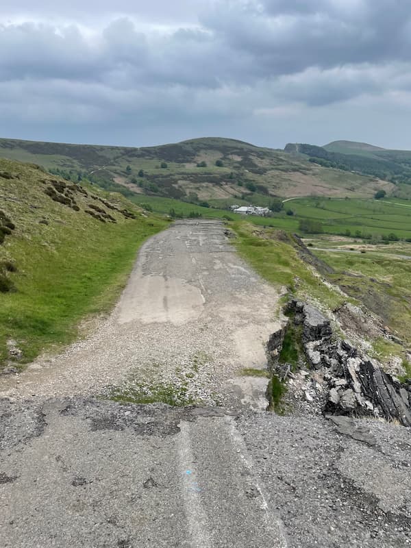 broken road section of mam tor short walk
