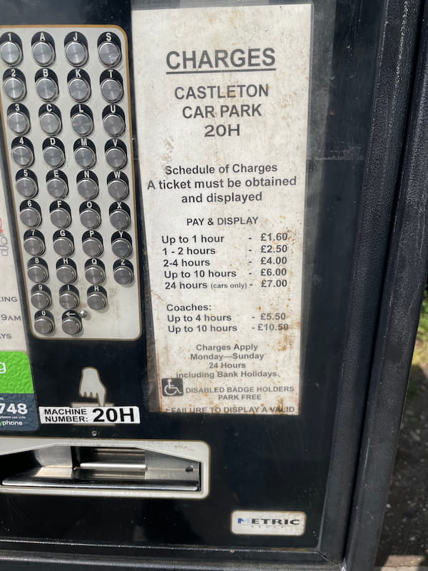 castleton car park charges
