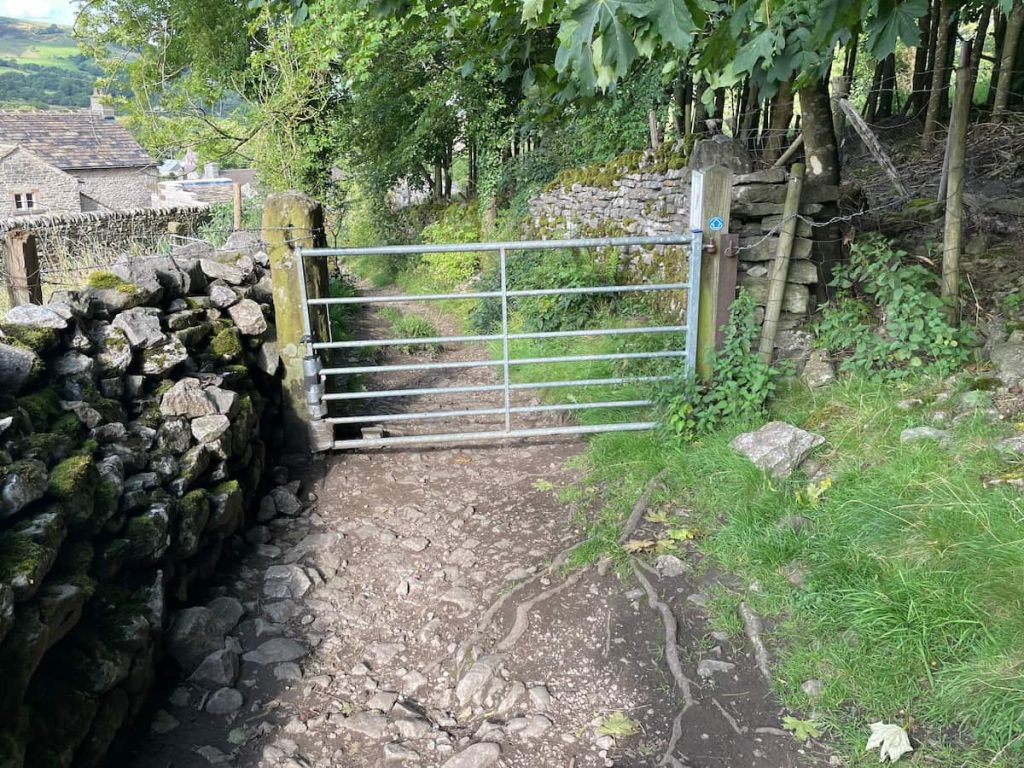gate leading back to castelton along winnats pass walk