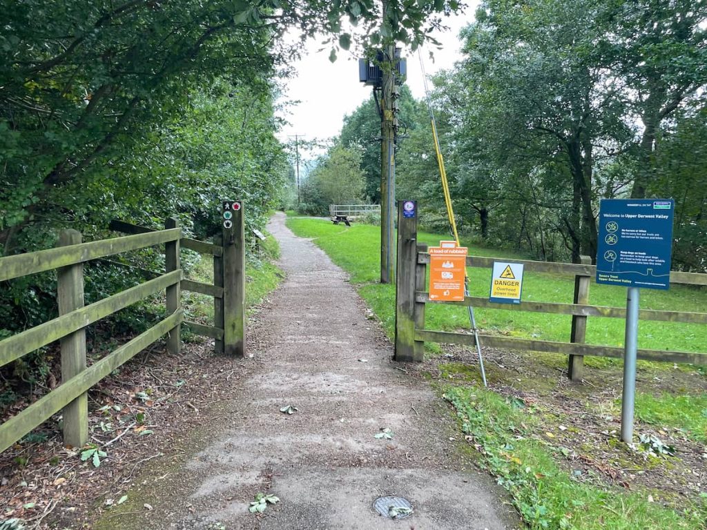 exiting car park and starting walk to win hill