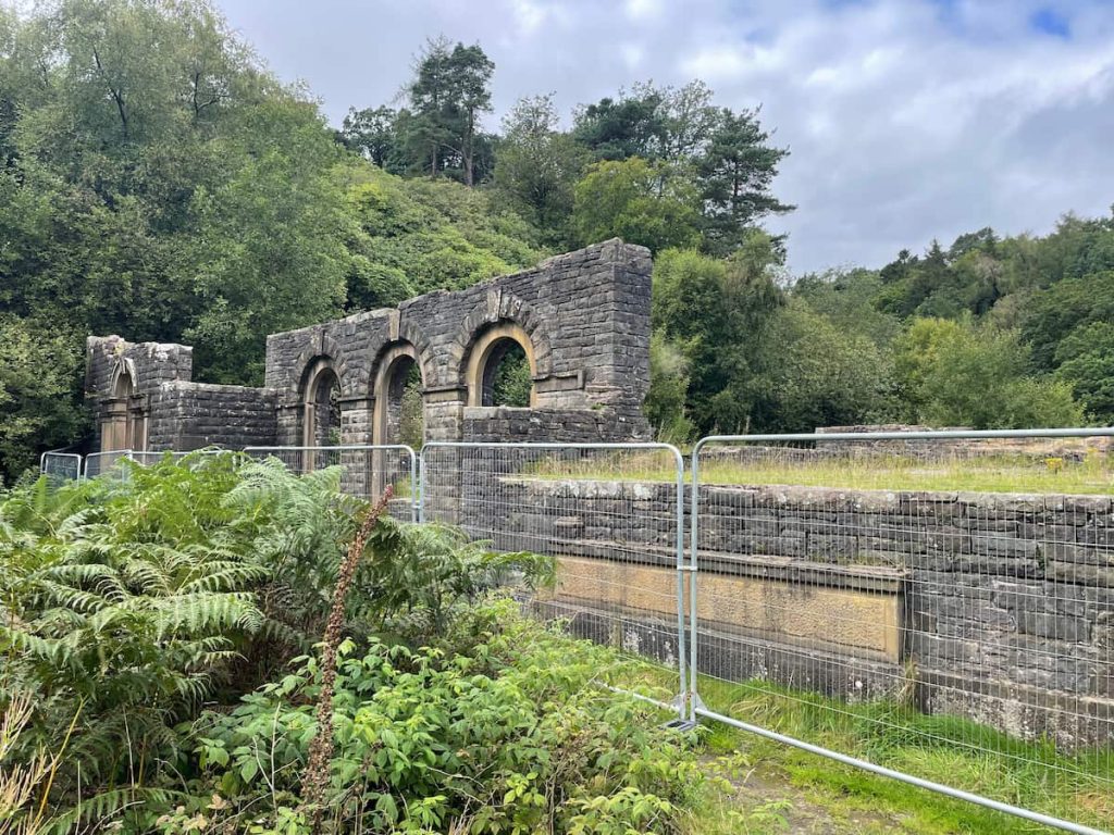 fenced off ruins of errwood hall