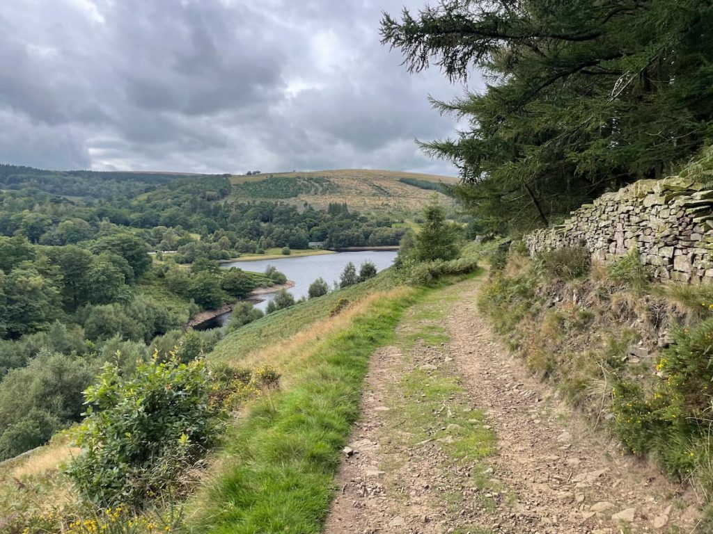 path raised above reservoir