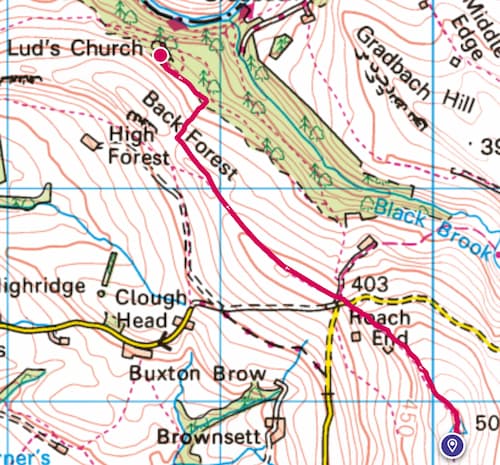 the roaches to luds church walk os map