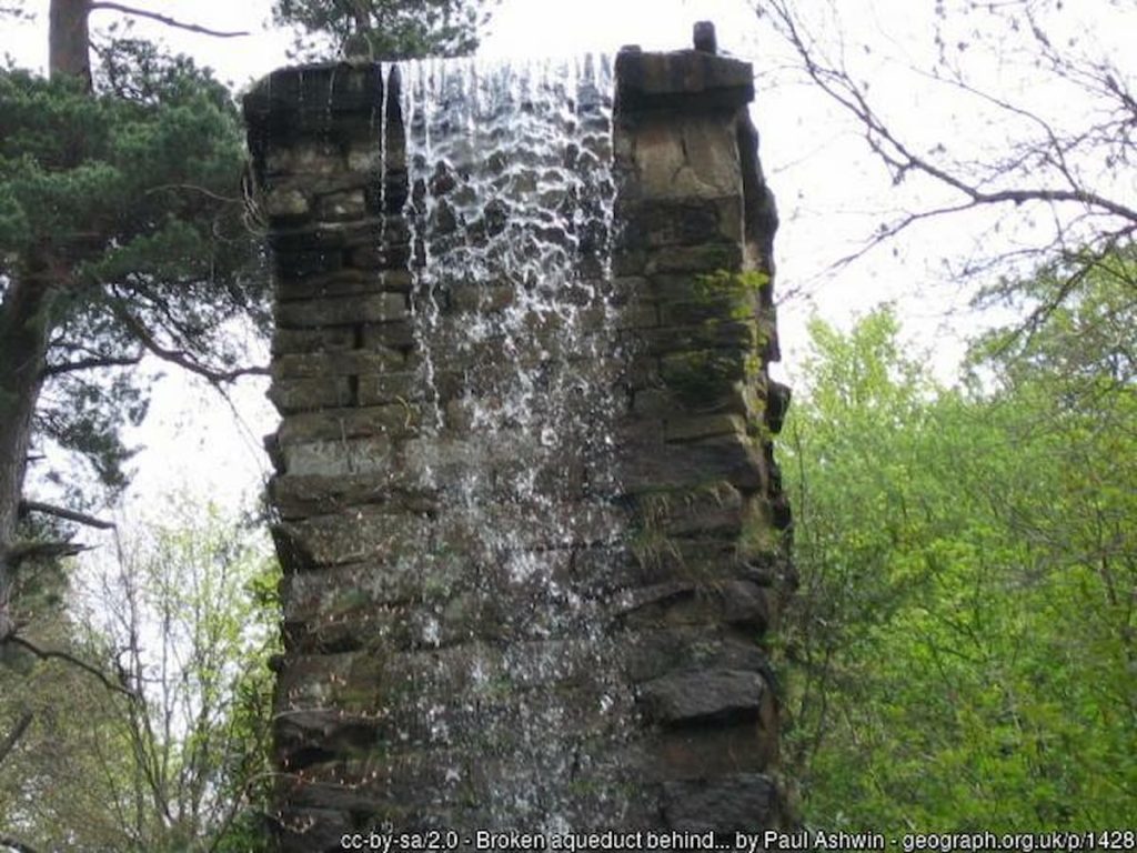Broken aqueduct behind Emperor Lake, Chatsworth House