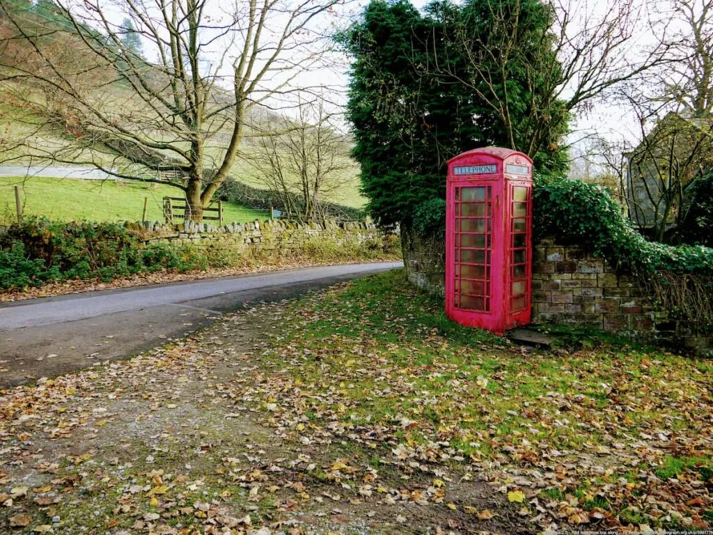red post box along the path of Ladybower Reservoir
