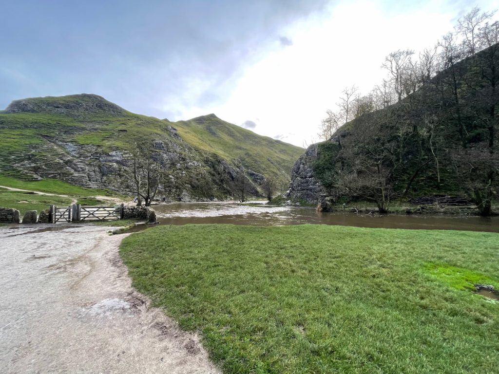 view of thorpe cloud front bottom next to dovedale stepping stones