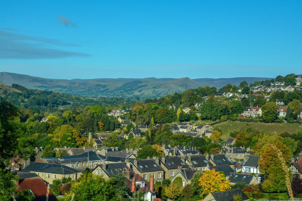 Hathersage village view from hillside - peak district