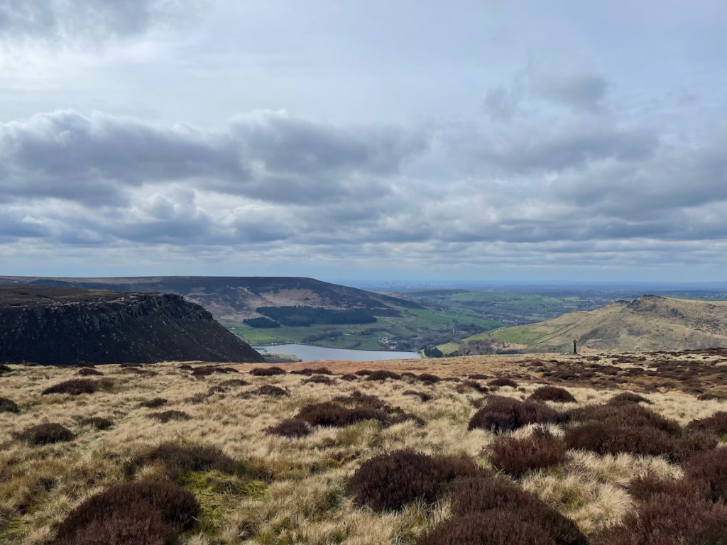 trail along the moor with view of manchester