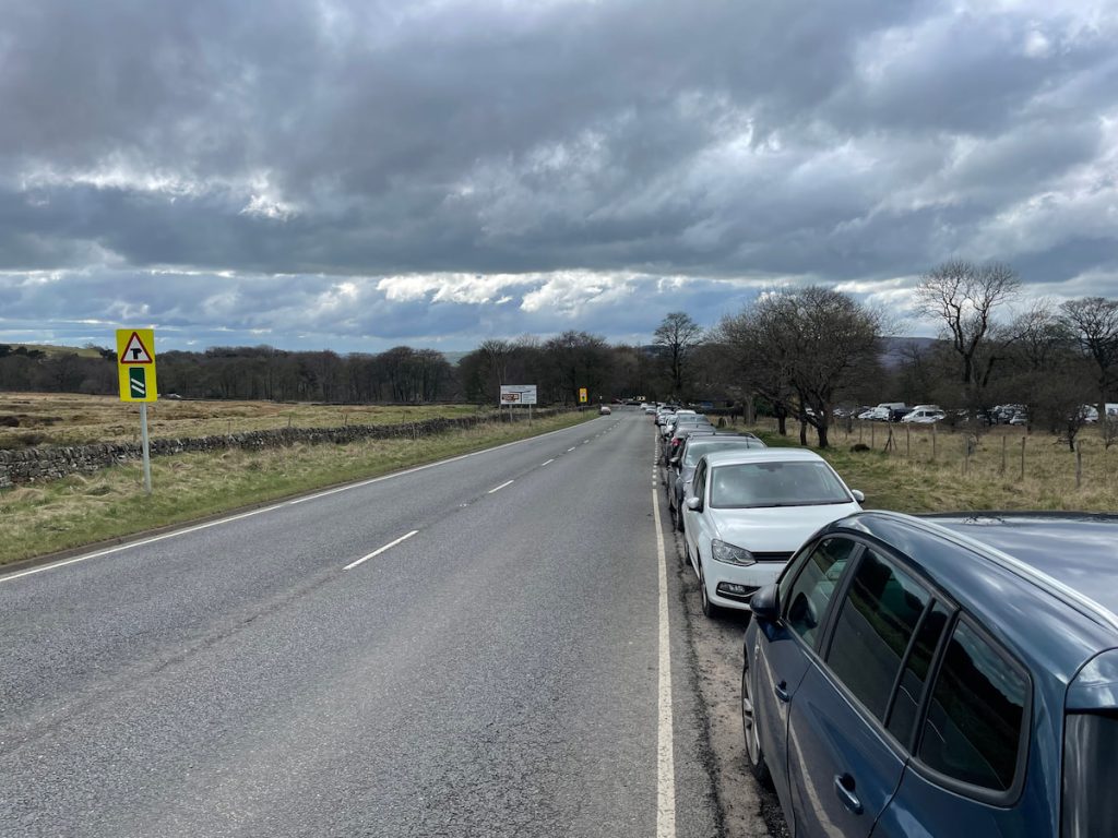 Roadside parking along The Fox House Pub