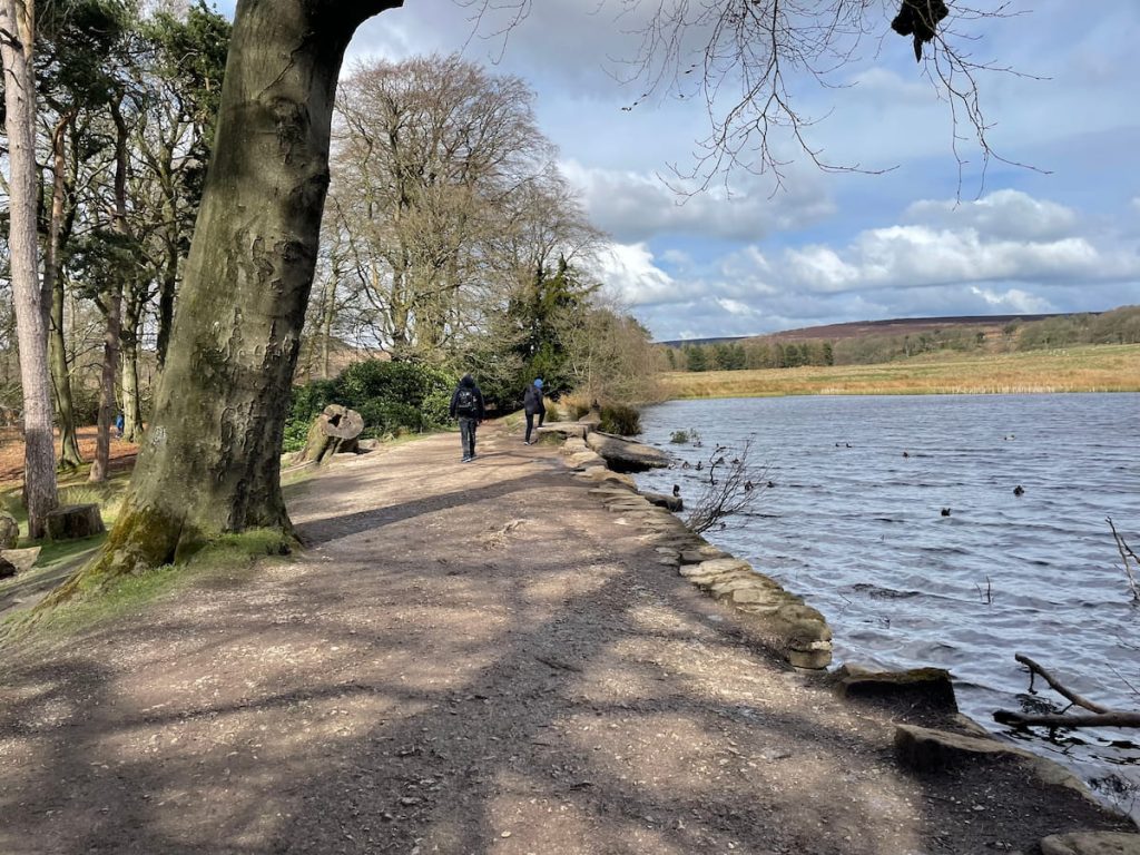 path around pond of longshaw estate