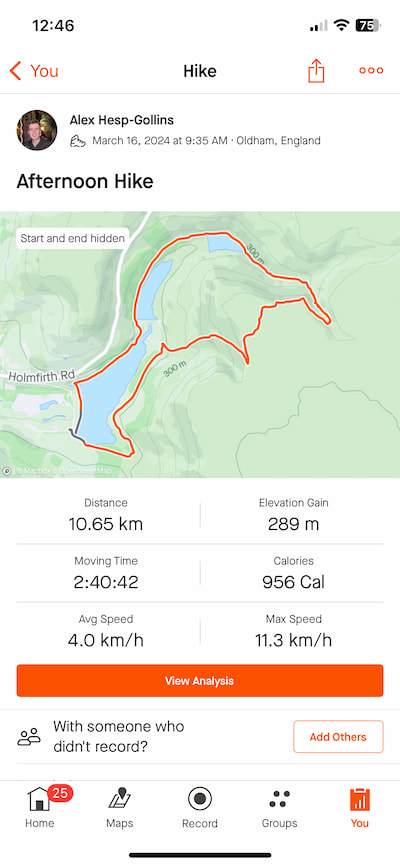 strava app for sharing hikes