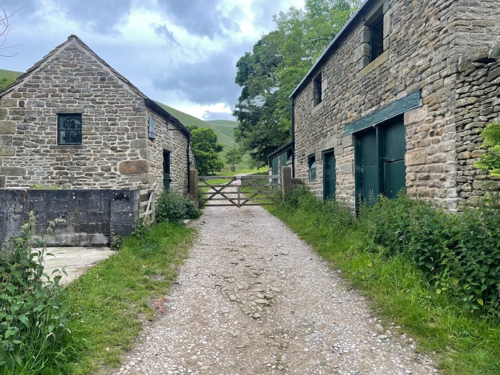 Lee Farm road gate between two farmhouses