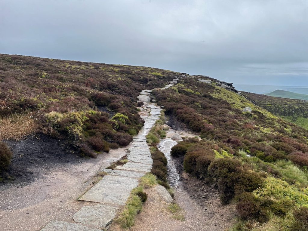 fottpath along the hillside hillside around Upper Tor and over Nether Tor