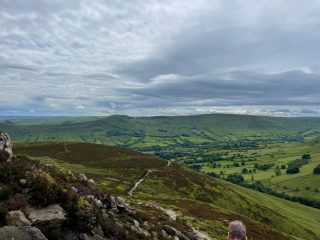hilly outcrop as you head down from kinder scout into the valley - view of Mam Tor
