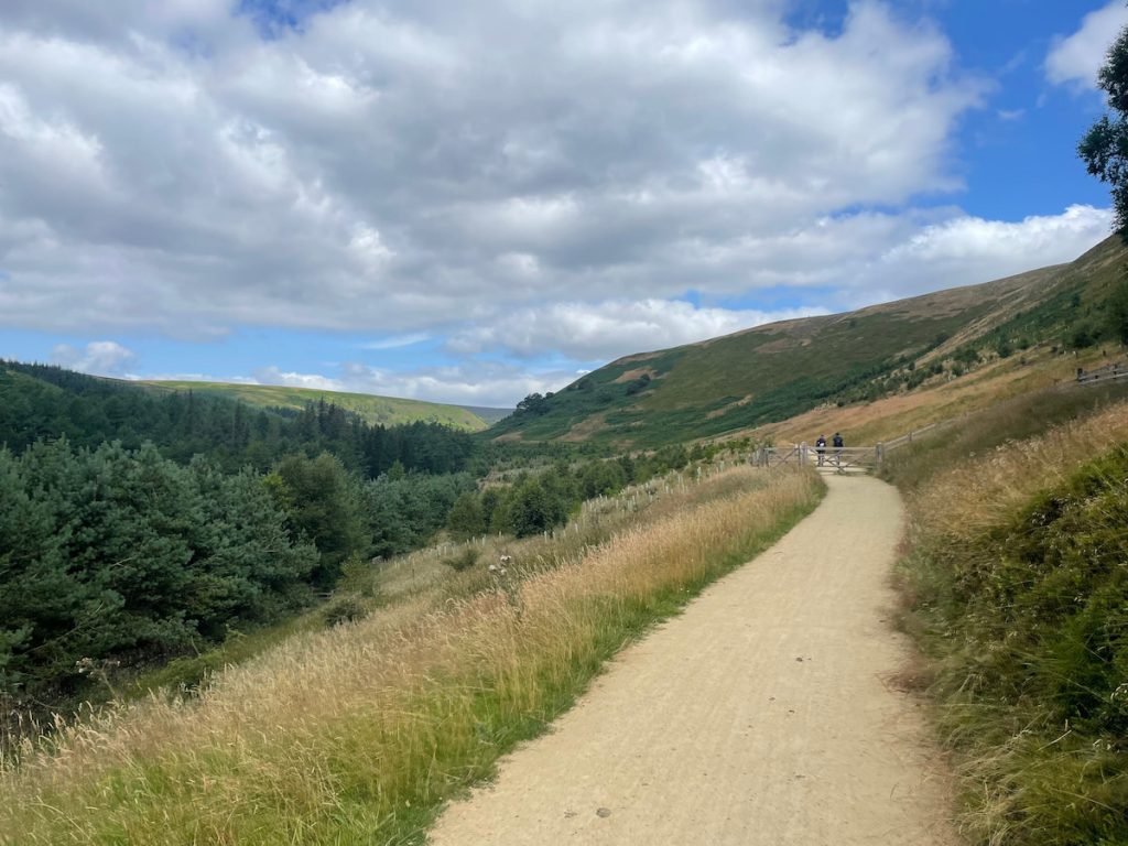final path on the far side of reservoir leading to slippery stones