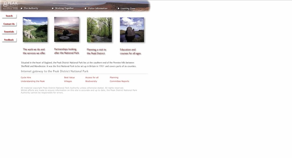 Peakdistrict.org screenshot 2004