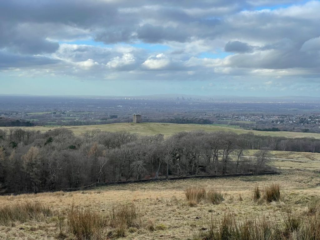 stunning view over cheshire and manchester from lyme park walk