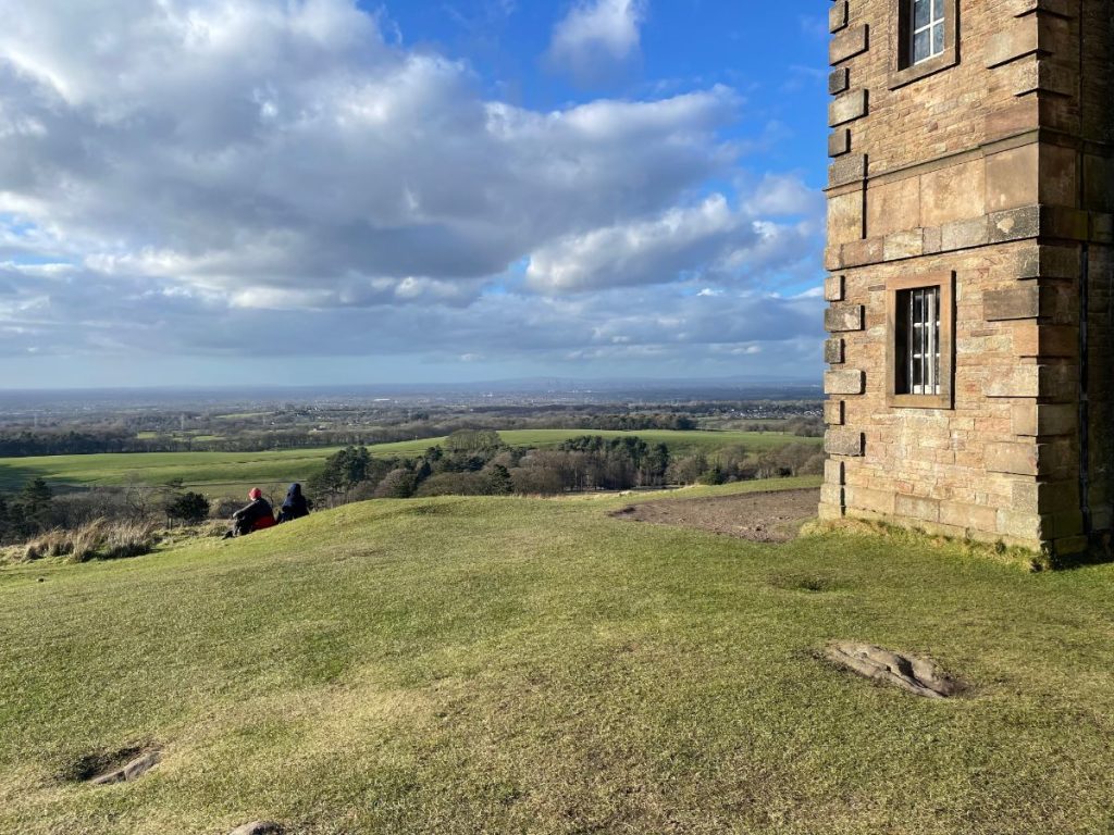 the cage and view over manchester at lyme park