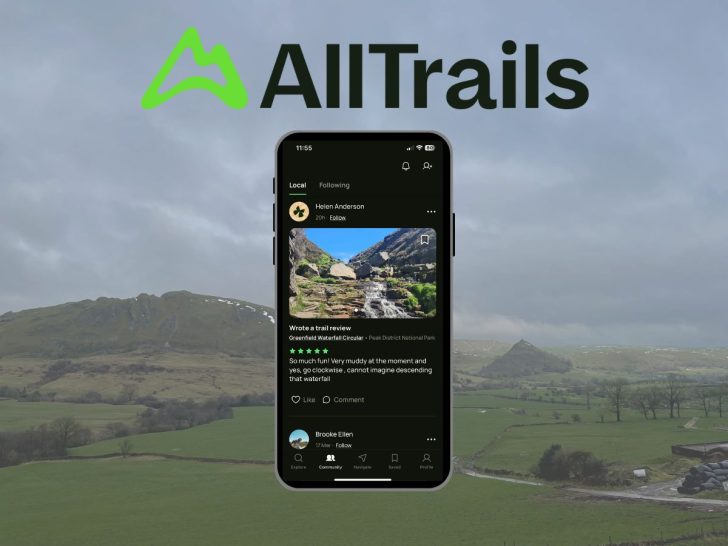 Alltrails app review - Featured Image of screen and walking background