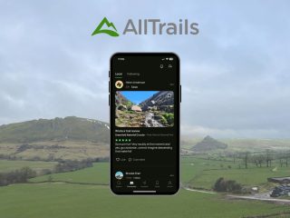 Alltrails app review - Featured Image of screen and walking background